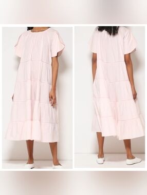 Merlette Alegre Tiered Cotton Poplin Midi Dress Size S Classic Flowy